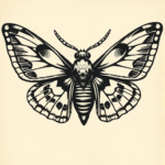 Woodcut Moth Tattoo