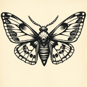 Woodcut Moth Tattoo