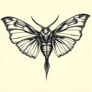 Woodcut Mothman Tattoo