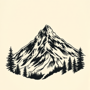 Woodcut Mountain Tattoo