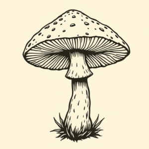 Woodcut Mushroom Tattoo
