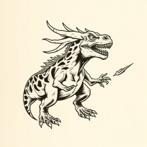 Woodcut Mythosaur Tattoo