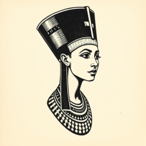 Woodcut Nefertiti Tattoo