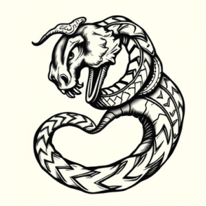 Woodcut Ouroboros Tattoo