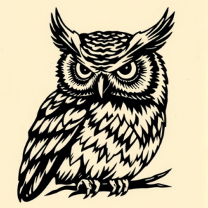 Woodcut Owl Tattoo