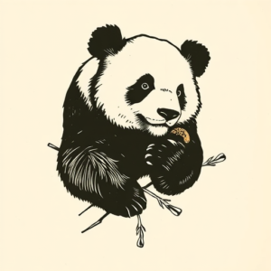 Woodcut Panda Tattoo