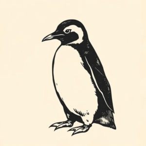 Woodcut Penguin Tattoo
