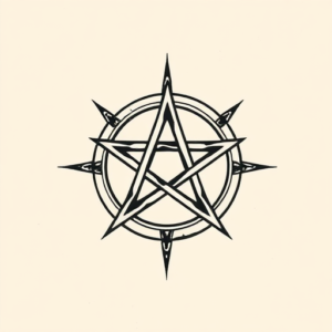 Woodcut Pentagram Tattoo