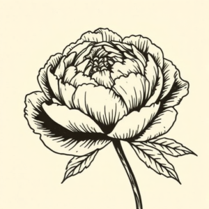 Woodcut Peony Tattoo