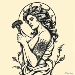 Woodcut Persephone Tattoo