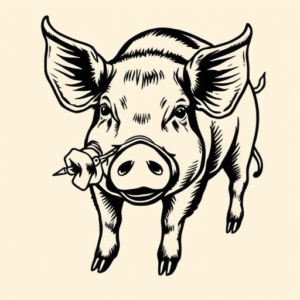 Woodcut Pig Tattoo