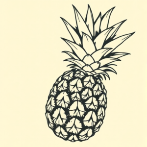 Woodcut Pineapple Tattoo