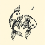 Woodcut Pisces Tattoo