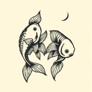 Woodcut Pisces Tattoo