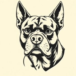 Woodcut Pitbull Tattoo