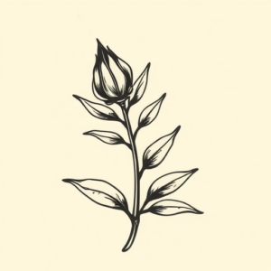 Woodcut Plant Tattoo