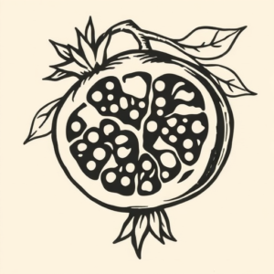 Woodcut Pomegranate Tattoo
