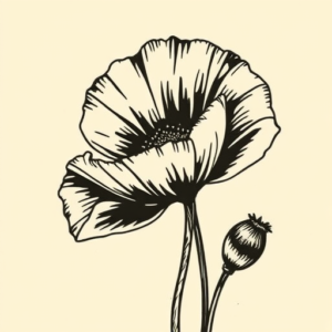 Woodcut Poppy Tattoo