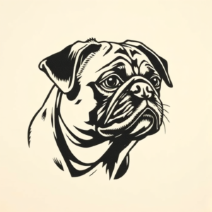 Woodcut Pug Tattoo