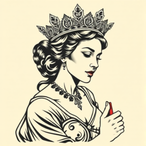 Woodcut Queen Tattoo