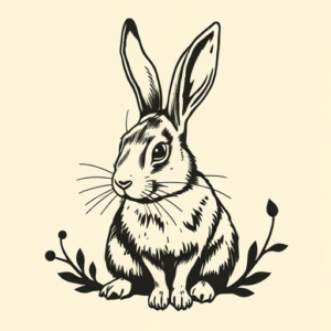 Woodcut Rabbit Tattoo