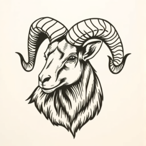 Woodcut Ram Tattoo