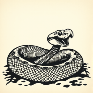 Woodcut Rattlesnake Tattoo