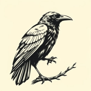Woodcut Raven Tattoo