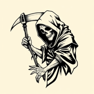 Woodcut Reaper Tattoo