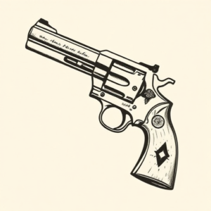 Woodcut Revolver Tattoo