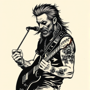 Woodcut Rockstar Tattoo
