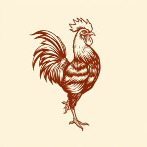 Woodcut Rooster Tattoo