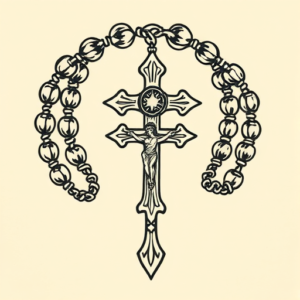 Woodcut Rosary Tattoo