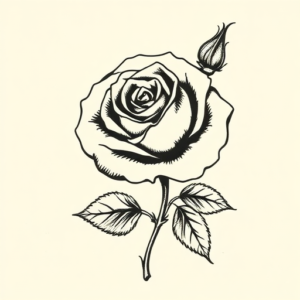 Woodcut Rose Tattoo