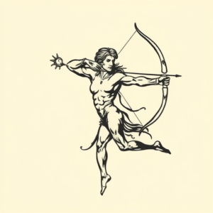 Woodcut Sagittarius Tattoo