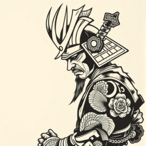Woodcut Samurai Tattoo