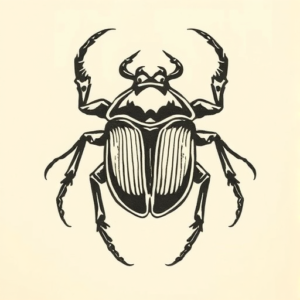 Woodcut Scarab Tattoo