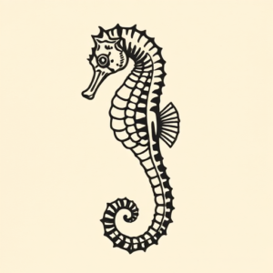 Woodcut Seahorse Tattoo