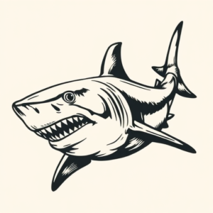 Woodcut Shark Tattoo