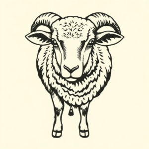 Woodcut Sheep Tattoo