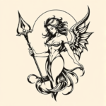 Woodcut Siren Tattoo