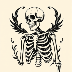 Woodcut Skeleton Tattoo