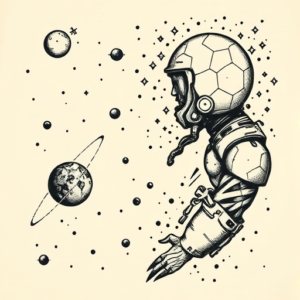 Woodcut Space Tattoo