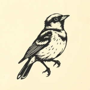 Woodcut Sparrow Tattoo