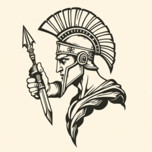 Woodcut Spartan Tattoo
