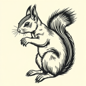 Woodcut Squirrel Tattoo