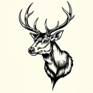 Woodcut Stag Tattoo