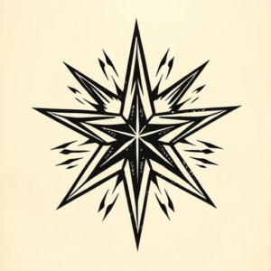 Woodcut Star Tattoo
