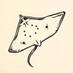 Woodcut Stingray Tattoo