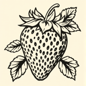 Woodcut Strawberry Tattoo